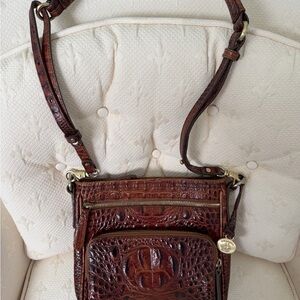 Brahmin Dark Brown Croc-Embossed Crossbody Bag